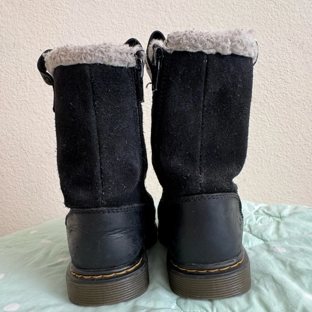 Dr. Martens Black and White Fuzzy Boots Toddler size 10